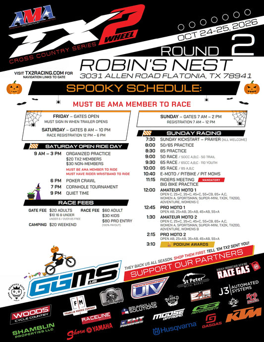 TX2 Round 2 - Robin's Nest - October 24-25, 2026 flyer
