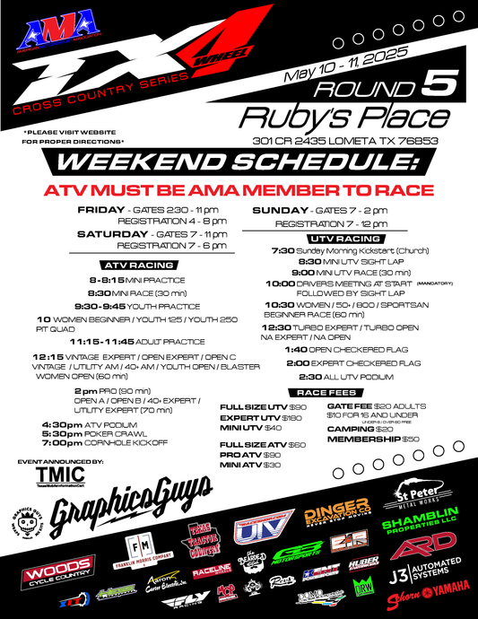 TX4 Round 5 - Ruby's Place - May 10/11, 2025